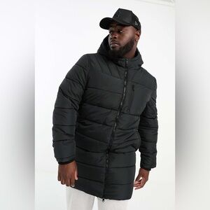 Threadbare Plus Longline Men's Black Puffer Jacket